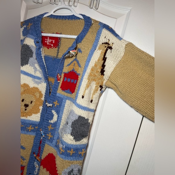 Vintage Hand knit Noah’s Ark cardigan Sweater - Picture 6 of 9